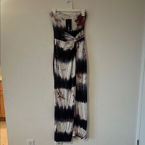 Fashion Nova Strapless Dress - Burgundy and Dark Blue Tie Dye